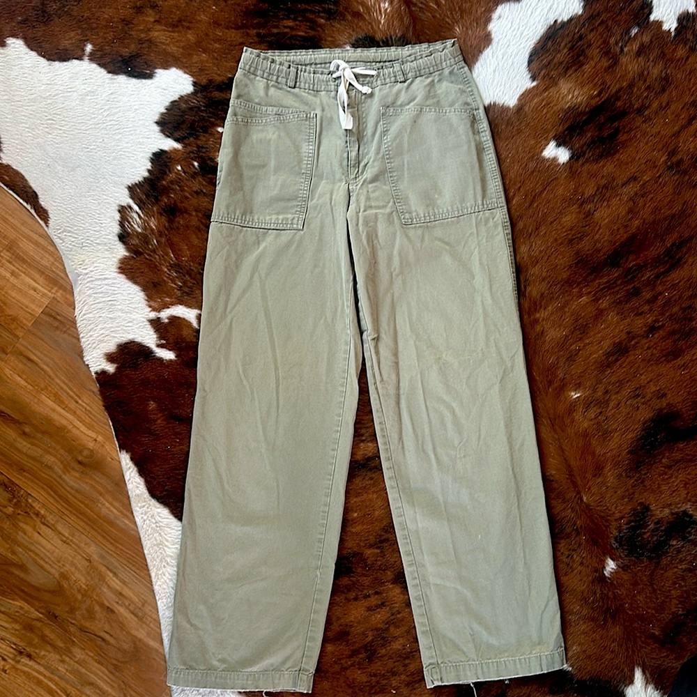 Vintage 90’s Faded Glory Olive Green Cargo Drawstring Straight Leg Pants